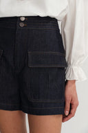 Zach Denim Shorts in Silk-Cotton Denim