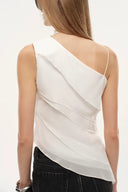 Veil Multilayered Ruffle Top in Sequin Mesh