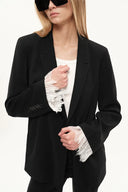 Lace Blazer With Detachable Lace Cuffs in Acetate Twill