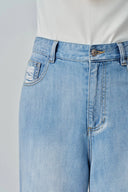Prevernae Washed Wide-Leg Jeans in Cotton Denim