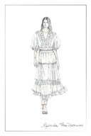 Elli Embroidery Puff Sleeve Blouse Top and Maxi Skirt Matching Set in Cotton