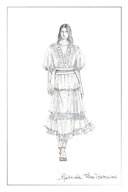 Elli Embroidery Puff Sleeve Blouse Top and Maxi Skirt Matching Set in Cotton