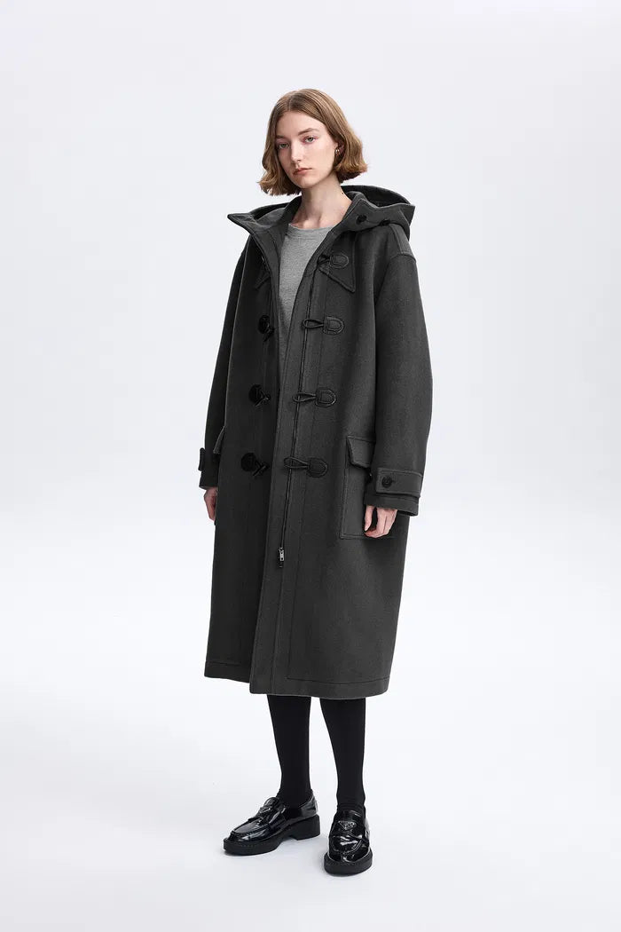 Nara Hand-Finished Horn Button Coat in Wool Melton – fbrq.com Nara Hand-Finished Horn Button Coat in Wool Melton – fbrq.com