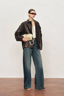 Irina Vintage Biker Jacket in Vegan Leather