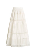 Iris Mix Embroidery Lace Patchwork Maxi Skirt in Cotton Jacquard