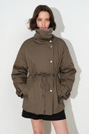 Isolde Drawstring Waist Parka Jacket in 90% White Goose Down