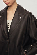 Irina Vintage Biker Jacket in Vegan Leather