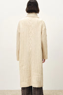 Bridget Vintage Longline Cardigan in Wool Blend Cable Knit