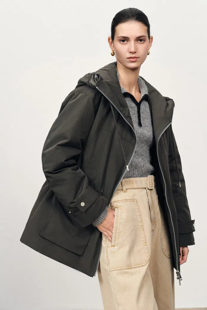 Iona Down Jacket in Triple-Protection Cotton Blend