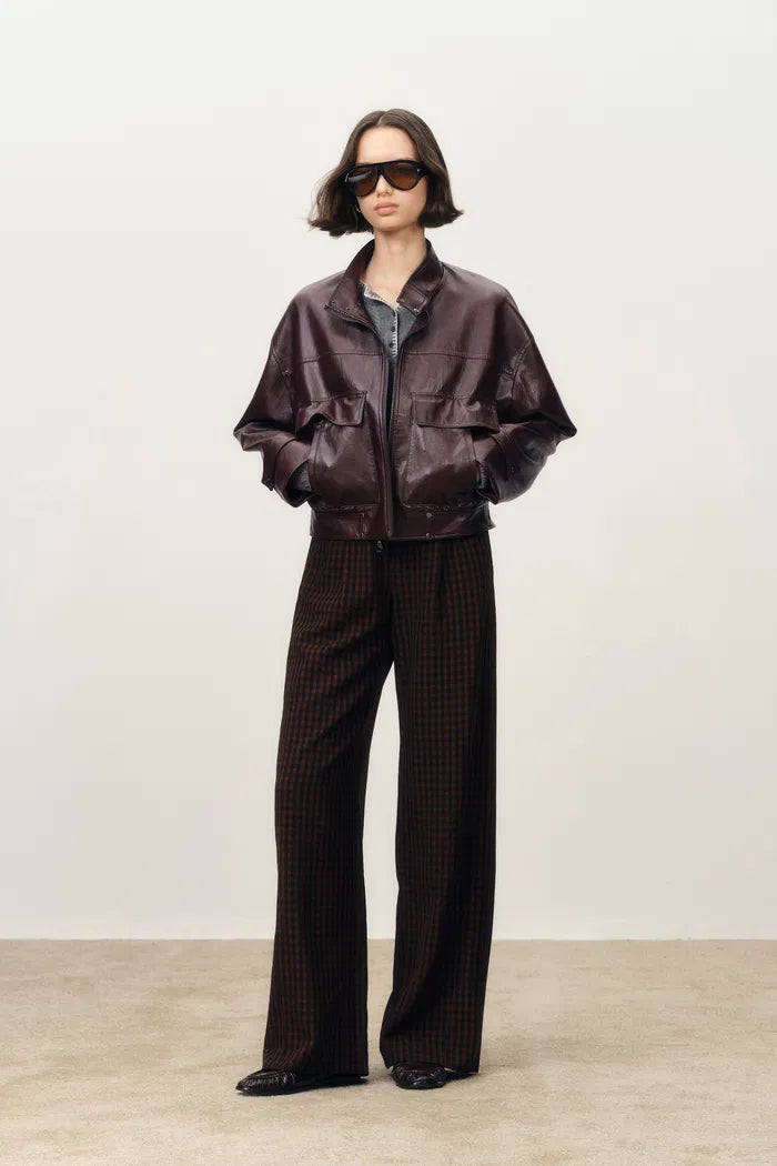 Gia Trench Style Collar Short Jacket in Faux Leather – fbrq.com