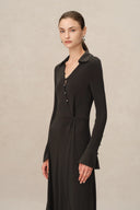 Ruby Knotted Dress in Wool-Thermolite