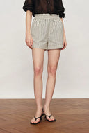 Lona Striped A Line Casual Shorts in Cotton Blend Poplin