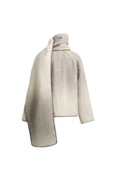 Dara Gradient Scarf Style Wool Peacoat in Wool-Silk-Rabbit Hair Blend