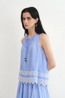 Margherita Embroidery Sleeveless Top in Premium Cotton Poplin