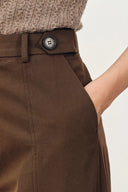 Lydia Buckle Curved Trousers in Cotton Twill