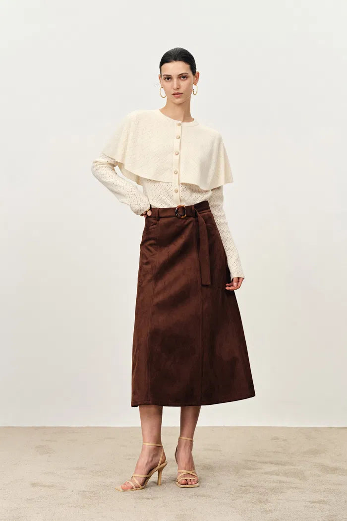 Elen Cape Style Cardigan in Wool-Cashmere Knit