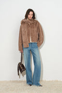 Rara Hooded Scarf Jacket in Faux Mink Fur