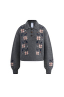 Fika Floral Knit Polo Shirt in Merino Wool Knit