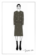 Beading Wrinkle Resistant Embroidered Skirt in Fine Worsted Wool
