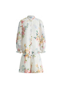 Blusa Ariel Flora e completo pantaloncini in misto seta-lino