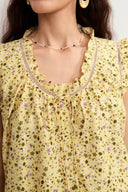 Floris Floral Sleeveless Blouse Top in Mulberry Silk Cotton