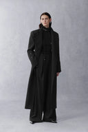 Artemise Long Wool Coat in Structured Merino Wool Twill