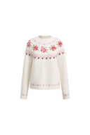 Pull Laverna à motif Fair Isle de roses, en mélange d’alpaga