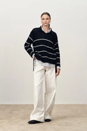 Darcy Bouclé Striped Sweater in Merino Wool Knit