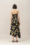 Vivian Flora Strap Dress in 22MM Mulberry Silk