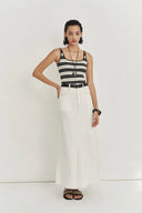 Débardeur Sans Manches Col Carré Ajusté Liz en Maille Côtelée Très Extensible