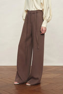 Erica Thin Belt Wide Leg Trousers in Tencel Linen Blend