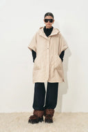 Stella Lightweight Hooded Cape Padded Coat in Cotton Blend