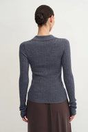 Anna Henley Long Sleeve Top in Merino Wool Knit