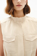 Ionia Cinched Waist Drawstring Vest in Silk Linen