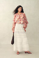 Liora Boho Lace Maxi Skirt in Cotton