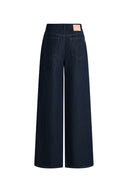 Jeans de pierna recta Brielle en mezclilla con mezcla de lino