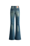 Ava Contoured Waistband Gradient Washed Flared Jeans in Stretchy Denim