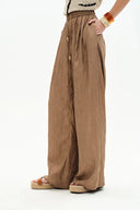 Louise Textured Loose Boho Pants in Wrinkled Satin