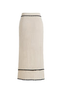 Palma Hand Embroidered Daisy Applique Crochet Skirt in Cotton Linen Blend