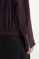 Bass Burgunder Bomberjacke aus zweifarbigem Kunstwildleder