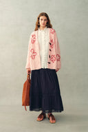 Cecilia Sand-Washed Ruffle-Trim French Blouse In Washed Cotton