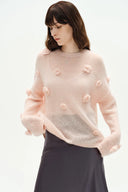 Pull rose Sally tricoté main en angora mohair