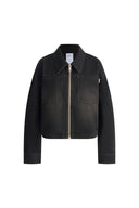 Pike Vintage Wash Boxy Cut Jacket in Cotton Denim