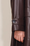 Manteau long vintage Grecale bordeaux en simili cuir