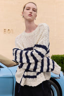 Pull rayé Kirsten en bouclé mélangé laine