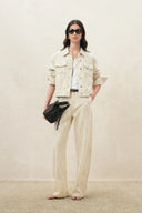 Elowen Cropped Argyle Jacquard Jacket in Cotton Denim