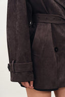 Nellie Großer Revers Kurztrenchcoat aus Kunstwildleder