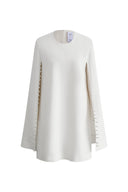 Vestido corto Audrey con capa y perlas en mezcla de triacetato