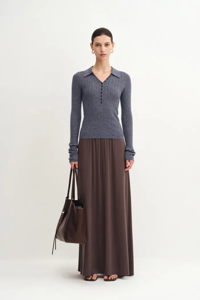 Anna Henley Long Sleeve Top in Merino Wool Knit