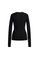 Maglione Issac Leggero a Maniche Lunghe in Maglia a Treccia di Lana Merino